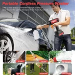 Electric High Pressure Washer 21V 60bar Cordless Portable Car Wash Spray Water Gun Outdoor Cleaner Machine Car Washing Tool - AliExpress 34 - Image 2