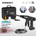 Yofidra 200Bar Brushless High Pressure Car Washer Water Gun 6 IN 1 Cleaning Garden Washing Wash Spray Gun For Makita Battery Pin